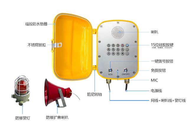 防爆免提聲光擴音防水電話機(圖4)